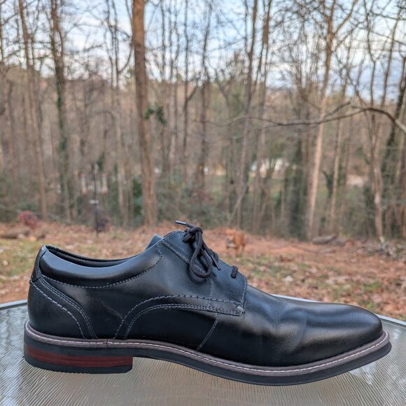 Men's Nunn Bush Centro Flex Plain Toe Oxford Black Leather Dress Shoes Size 13 - Picture 4 of 11